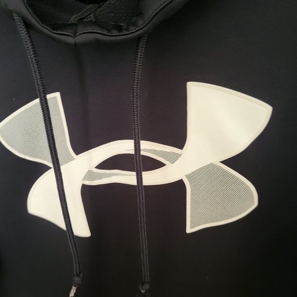 Under Armour Mens Medium Loose Black Long Sleeve Hoodie Kangaroo Pocket - Picture 3 of 5